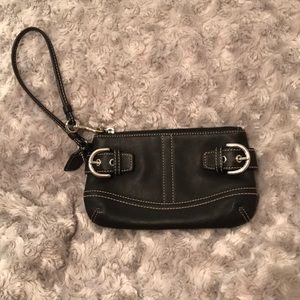 Coach Black Leather Wristlet NWOT